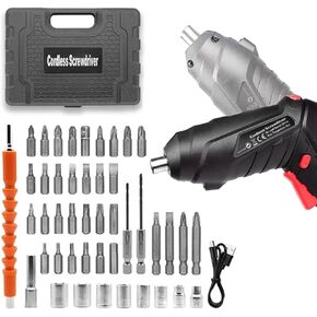 47Pcs Power Screwdriver Electric Screwdriver Rechargeable Drill Cordless Set