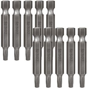 10 PCS 1/4 Inch Hex Shank Square Head SQ2 Screwdriver Bit Set, 2 Inch/50 mm Length, S2 Steel, Power Tools with Magnetic for Screwdriver Drill Impact Driver