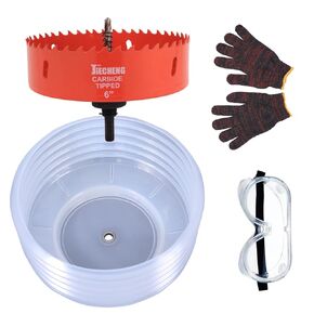 Carbide-Tipped 6 Inch Hole Saw with Dust Bowl for Led Recessed Lighting Wood and Gypsum Board