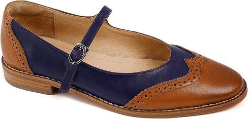 SHODENSE Women Mary Jane Flats Round Toe Ankle Strap Flat Shoes Two Tone Wingtip Oxfords Mary Jane Perforated Retro 1 Flat Heel Dress Shoes Almond Toe Patchwork Comfy Driver Flats 4-11 M US in Saudi Arabia