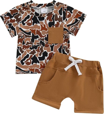Ciycuit Toddler Baby Boy Outfit Camo Outfit Short Sleeve Shirt Shirts Set 2 قطعة صيفية in Saudi Arabia