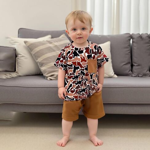Ciycuit Toddler Baby Boy Outfit Camo Outfit Short Sleeve Shirt Shirts Set 2 قطعة صيفية in Saudi Arabia