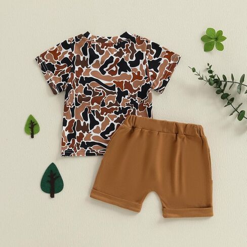 Ciycuit Toddler Baby Boy Outfit Camo Outfit Short Sleeve Shirt Shirts Set 2 قطعة صيفية in Saudi Arabia