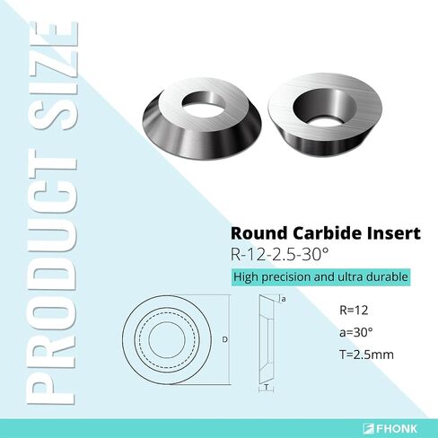 12mm Round Carbide Inserts Knives, Carbide Cutters for Woodworking Turning Tools, Wood Finisher Hollower Tools, 10 Pieces (R-φ12x2.5-30°) in Saudi Arabia