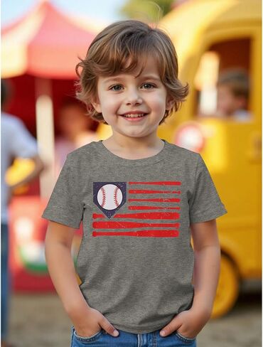Ritatte Toddler Baseball Shirt Baby Boy Baseball Graphic T-Shirt Outfit Sports Lover Short Summer Tops Tops in Kuwait