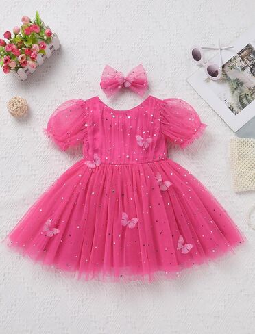 OBEEII Pageant Dress for Toddler Girls Sparkle Star 3D Butterfly/Floral Embroidery Tulle Tutu Dress Princess Prom Party Gown in Saudi Arabia