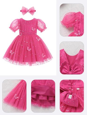 OBEEII Pageant Dress for Toddler Girls Sparkle Star 3D Butterfly/Floral Embroidery Tulle Tutu Dress Princess Prom Party Gown in Saudi Arabia
