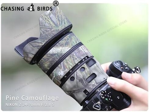 CHASING BIRDS Lens Camouflage Waterproof Coat for Nikon Z 24-70mm F2.8 S Rainproof Lens Protective Cover Version IV (Shadow Black, with 1.4X TC) in Saudi Arabia