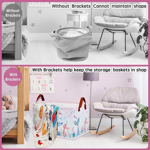 Mermaid Room Decor Laundry Basket for Girls - Ocean Theme Hamper, Freestanding Stackable Kids Storage Bin for Clothes, Toys, Books - Pink Organizer Box in Kuwait