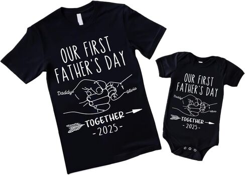Personalized Our First Father's Day Shirt, Dad and Baby Matching Outfits Shirts, Personalized Dad and Kid Shirts 2025 in Saudi Arabia