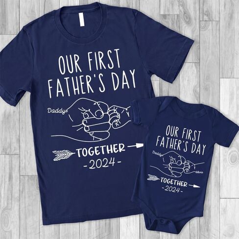 Personalized Our First Father's Day Shirt, Dad and Baby Matching Outfits Shirts, Personalized Dad and Kid Shirts 2025 in Saudi Arabia