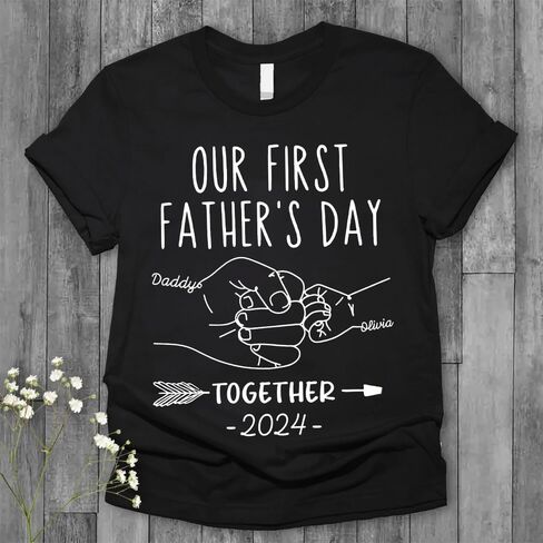 Personalized Our First Father's Day Shirt, Dad and Baby Matching Outfits Shirts, Personalized Dad and Kid Shirts 2025 in Saudi Arabia