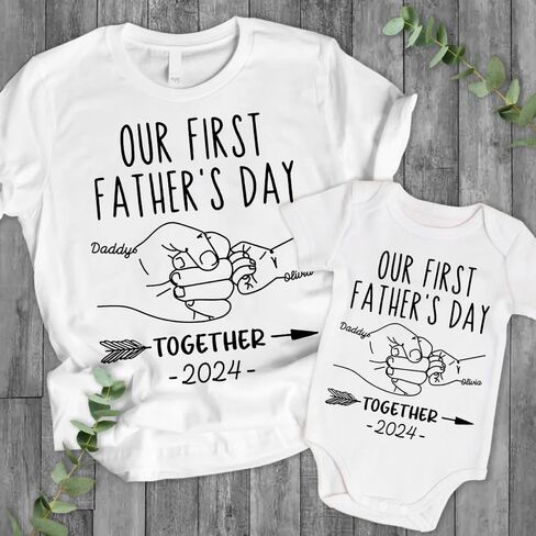 Personalized Our First Father's Day Shirt, Dad and Baby Matching Outfits Shirts, Personalized Dad and Kid Shirts 2025 in Saudi Arabia