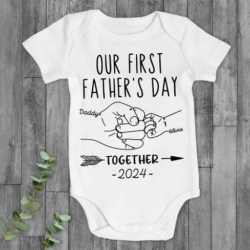 Personalized Our First Father's Day Shirt, Dad and Baby Matching Outfits Shirts, Personalized Dad and Kid Shirts 2025 in Saudi Arabia
