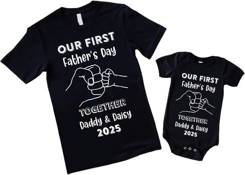 Personalized Our First Father's Day Shirt, Dad and Baby Matching Outfits Shirts, Personalized Dad and Kid Shirts 2025 in Saudi Arabia