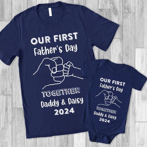 Personalized Our First Father's Day Shirt, Dad and Baby Matching Outfits Shirts, Personalized Dad and Kid Shirts 2025 in Saudi Arabia