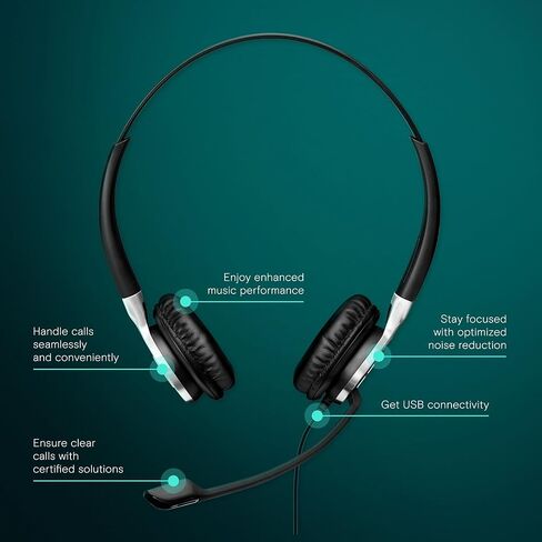 Sennheiser SC 665 (507256) - Double-Sided Business Headset | For Mobile Phone and Tablet Connection | with HD Sound & Ultra Noise-Cancelling Microphone (Black) in Saudi Arabia
