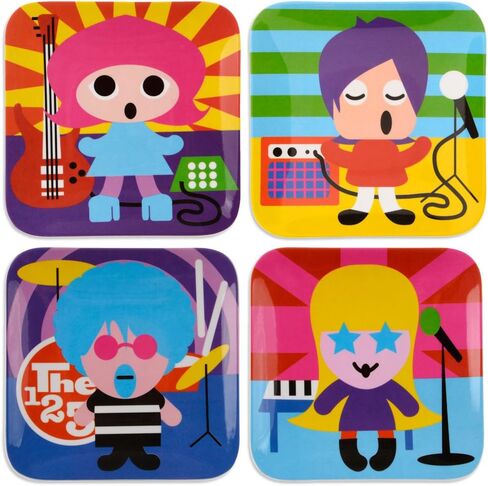 French Bull - BPA Free Children's Dinner Set - 8-Inch Melamine Kids Plate Set - Rock Star, Set of 4 in Saudi Arabia
