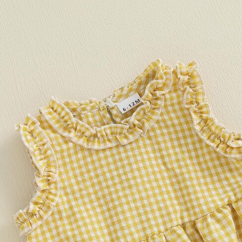 YINGISFITM Toddler Baby Girl Clothes Sleeveless Plaid Ruffle Tanks Tops and Long Pants Summer Cute Outfit in Saudi Arabia