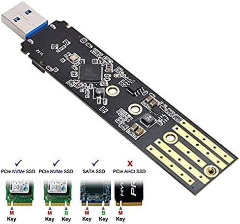 Combo Type-C & USB3.0 to NVME M-Key M.2 NGFF SATA SSD PCBA Case 2230/2242mm Adapter RTL9210B Chipset in Kuwait