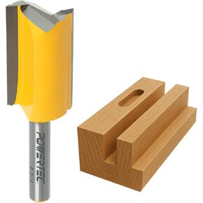 POWERTEC Straight Plunge Router Bit, 1/4 Inch Shank, 3/4" Cutting Dia. with 1-1/4" Cutting Length, Fits CNC Router, Handheld Router & Plunge Router, 1PK (73066)
