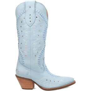 Dingo Womens Pretty n 'Pink Possered Studed Snip Toe سحب على أحذية غير رسمية منتصف العجل منتصف الكعب 2-3 " - الأزرق