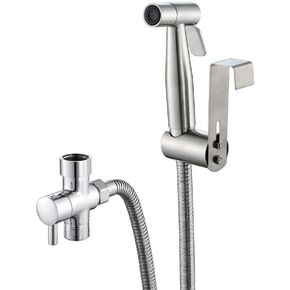 Brushed Stainless Steel Single ColdToilet Sprayer,Square Silver Nozzle,Shattaf Sprayer Best Used for Personal Hygiene and Potty Toilet Sprayer