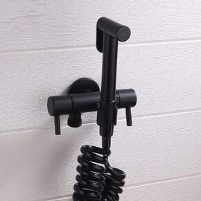 Hand HeldToilet Sprayer Kit,Black Wall Mount Round Head Faucet,Bathroom Cloth Diaper Washer Portable Shower Sprayer Stainless Steel Spray for Personal Hygiene