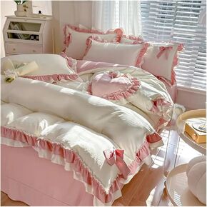 Bed Four Pieces Set Four Seasons Universal Cotton Bedding Set Princess Style Home high-end Bed Sheet Quilt Cover Pillowcase Four-Piece Set(1,1.8m bed4pcs)