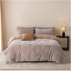 Bed Four Pieces Set 4pcs Super Soft Velvet Bed Linen - Bed Cover Quilt Cover Set Duvet Cover Double Bed Sheets Set Microfiber Bedding Pillowcase(A,Fitted Bed Sheet-King 4PCS)