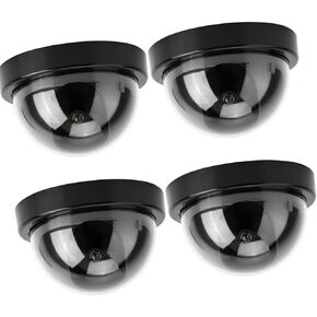 4pcs محاكاة القبة كاميرا CCTV وهمية الأمن كاميرا أمان وهمية مع ضوء LED وامض (أبيض)