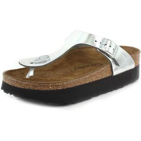 Birkenstock Womens Gizeh Platform Sandals, Metallic Silver, Size 38 EU (7-7.5 M US Women)