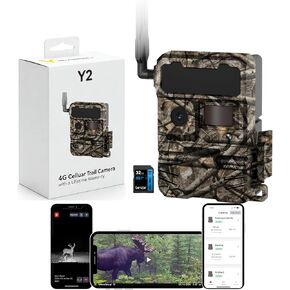 Y2 from 4G LTE Cellular Trail Camera with Phone App - Sends Pictures to Cell Phone - Night Vision Motion Activated Waterproof - Hunting Accessories and Equipment