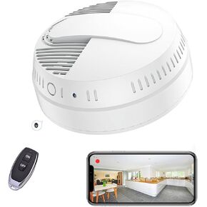LIZVIE 10000mA Smoke Detector Security Camera, 1080P HD Remote Control/Night Vision/Motion Detection/Real-Time View/SD Storage for Indoor Nanny Cam Surveillance for Home Security.