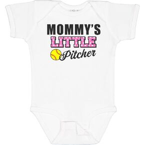 inktastic Mommys Little Pitcher Softball bodysuit