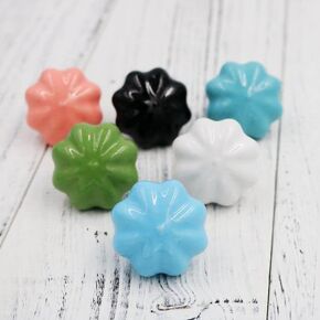 4pcs 43mm Ceramic pumpkin Flower Knob Cute Kid's Bedroom Cabinet Handles Dresser Drawer Closet Cupboard door Knob pull 6 color - (Color: E)