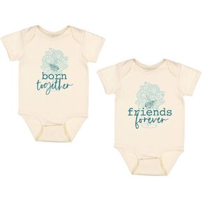 Born Together Friends Forever Twins Baby Infant Bodysuit