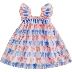 Toddler Baby Girl Summer Tulle Dress Sleeveless Strap Floral A Line Princess Dress Cute Birthday Party Tutu Sundress