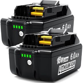 Battery Replacement for Makita 18v: 2-Packs 6.0Ah Lithium-ion Batteries Compatible BL1860B BL1850B BL1840B BL1830B BL1815B BL1860 BL1850 LXT - with Makita 18 Volt Tools