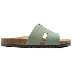 Sandgrens Handmade Unisex Cork Slides | European Top Grain Leather Sandals with Soft Suede Footbed and EVA Rubber Sole | Avila