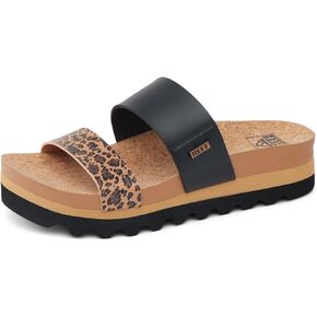 Reef Women's Cushion Vista Hi Slide Sandal, Leopard Duo, 8