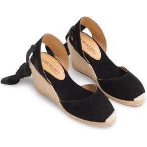 VOLIRIN & KAMMV Women's Espadrilles Wedges Sandals Heels Closed Toe Tie Lace Up Platform Ankle Strap Summer Dress Shoes