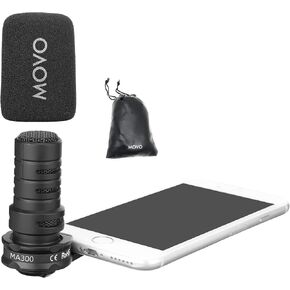 Movo MA300 Compact Smartphone Microphone Compatible with iPhone, Andorid Smartphones and Tablets with a 3.5mm Input Jack