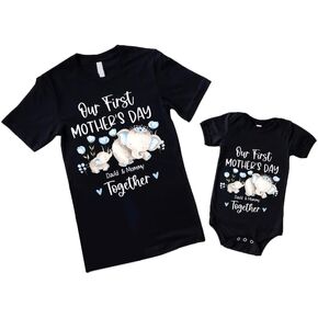 NAZENTI Personalized Our First Mothers Day Matching Shirts, Mom Baby Matching Outfits Mothers Day 2023, Elephant shirt in Kuwait