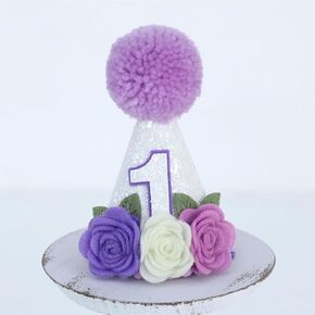 Floral Party Hat Pink First Birthday Hat Girl 1 Crown1st Baby One Baby Hats Photoshoot Props Photo Props Hat 1 Year Old Wildflower Happy Birthday Party Decoration
