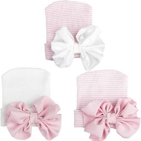 Newborn Baby Hospital Hat Infant Cap with Big Bow | Cute Knot Nursery Beanie, Suitable for 0-3 months,Soft and comfortable. in Saudi Arabia
