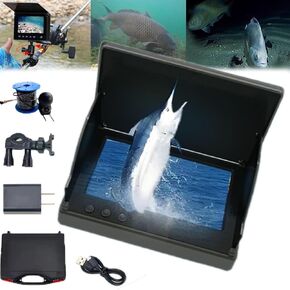 Colitt- Underwater Fishing Camera, 220° Wide-Angle Lens Underwater Fishing Camera with 12pcs Infrared Lights, 4.3 in HD 1080P Monitor, for Lake, Boat, Ice Fishing(5" Screen - 50 ft Camera)