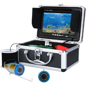 7" Inch Underwater Fishing Video Camera Kit 12 PCS LED Infrared Lamp Lights Video Fish Finder Lake Under Water Fish Camera for Fish Discovery (Black F007M) (Black F007M)