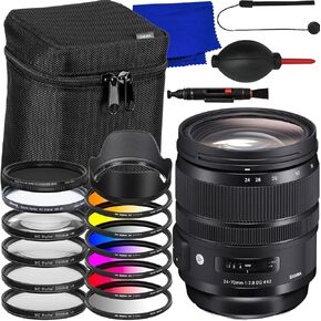 Ultimaxx Advanced Bundle + Sigma 24-70mm f/2.8 DG OS HSM Art Lens for Nikon F + Variable Neutral Density Filter, 6PC Gradual Color Filter Kit, 4PC Macro Close-Up Filter Kit & Much More (21pc Bundle)