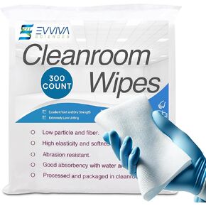 Cleanroom Wipes 9"x9" - 300 Low-Lint Wipes for Labs, Electronics & More - Durable & Absorbent-Works with Cleaning Agents & Solvents - Ideal for Precision Cleaning & Industrial Use.